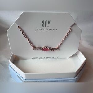 New Bomb Party Rain Danced Collar Rose Quartz Bar Necklace on Rose Gold